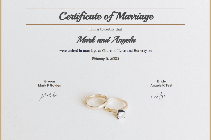 fake marriage certificate for fun